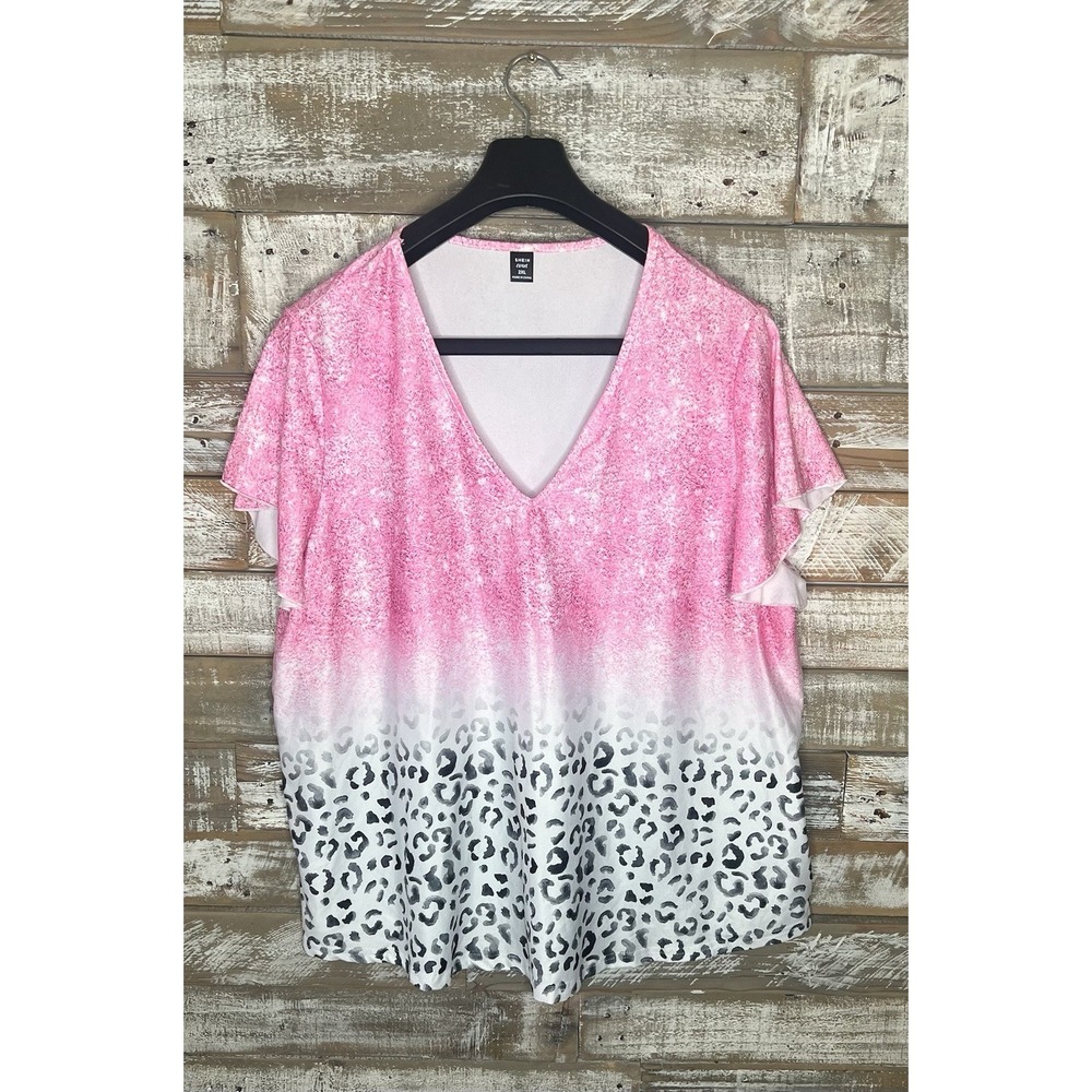 Shein Curve womens pink‎ short sleeved top XXL